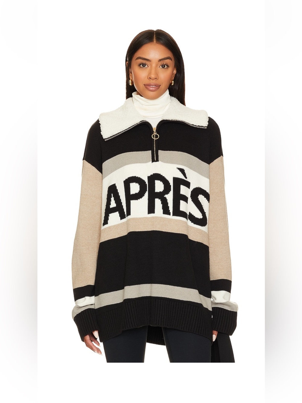 Show Me Your MuMu Weston Half Zip Pullover in Apres Stripe Knit